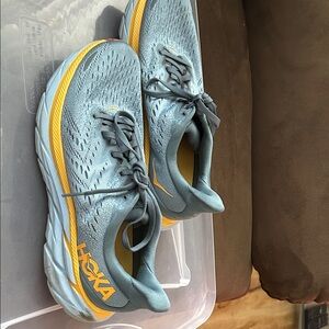 Hoka Blue and Orange Athletic Shoes